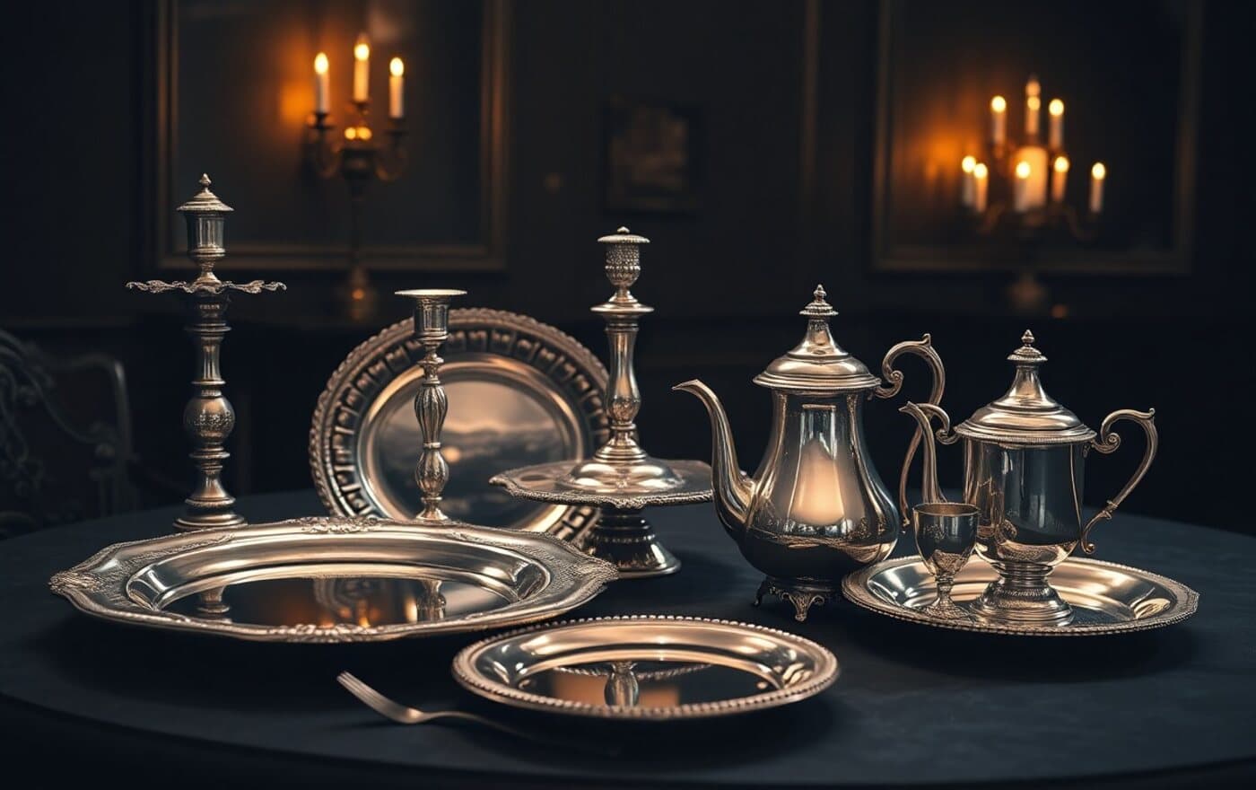 Argenterie et objets précieux dans un intérieur ancien