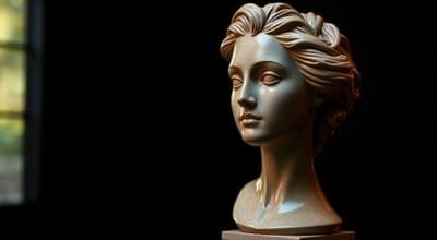 Objets d'art et buste ancien dans un appartement à vider